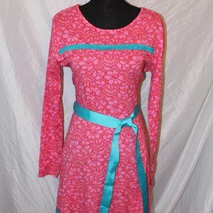 Red Dress with Teal Trim